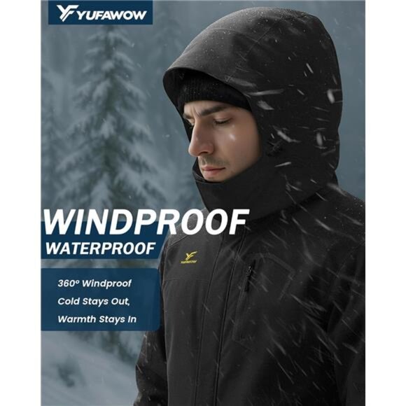 Men Winter Jacket Waterproof Windproof Insulated Ski Snowboard Work Coat Warm - Picture 2 of 7